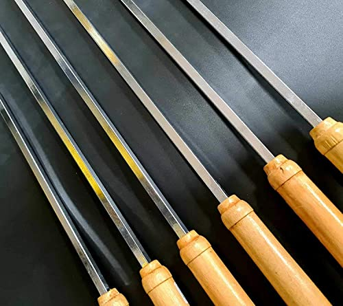 PEBBLE HUG 2X 52cm Long Kebab Skewers, Barbecue Skewers with Wooden Handle Reusable BBQ Skewers Kebab Sticks, Skewer for Home, and Restaurants