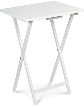 Unibos Foldable Side Table | Bedside Table | Sofa End Table | TV Tray Table | Sofa Bedroom Living Room Office | Coffee Table, Side Tables, Snack Tables | Table for Living Room | WHITE