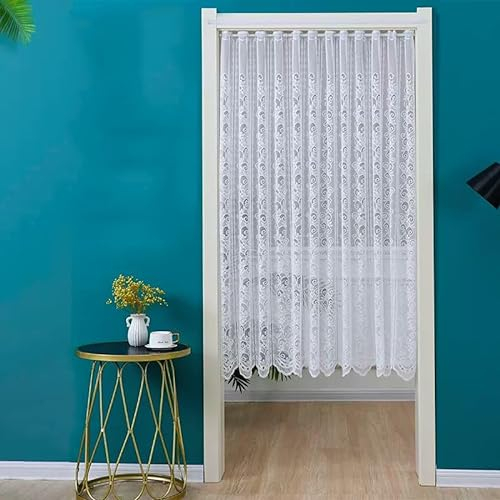 Daliena Bestickte Scheibengardine aus Spitze Kurzgardine modernstil Bistrogardine in der Breite kürzbar Hingucker Küche weiß (BxH 100x120cm) 1 stück