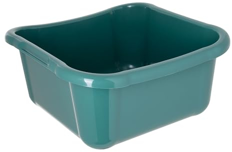 KADAX Bassine à linge rectangulaire, robuste, avec poignées confortables, bac de rangement, bac de nettoyage compact, vert - 12 l