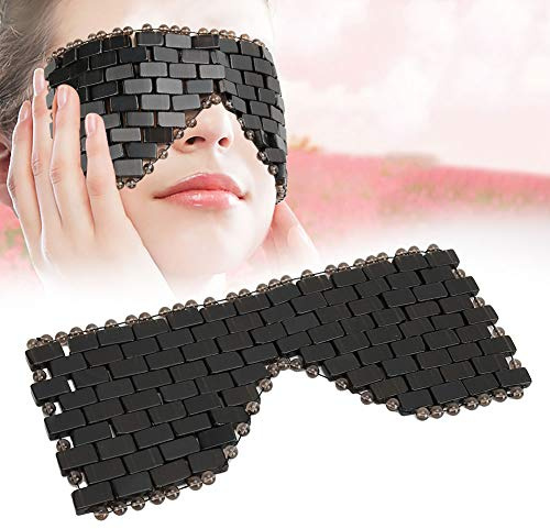 Maschera per gli Occhi in Giada, Maschera per gli Occhi in Pietra di Giada Maschera per il Viso Fredda Maschera per gli Occhi per Dormire Rinfrescante Massaggiatore per il (BLACK)