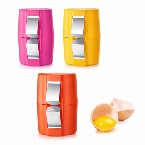 3 PCs Egg Shell Opener Egg Separator for Raw Eggs, Upgraded Stainless Steel Egg Cutter Egg Cracker Tool for Raw Eggs,Quickly Cutting Off raw Eggs for Home Kitchen Use