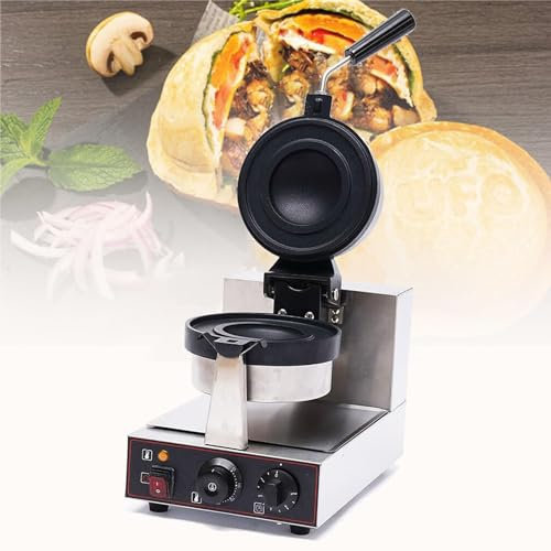 Gofrera Comercial Para Hamburguesas, Prensa Panini Eléctrica, Temperatura Ajustable 50-300 ℃, Temporizador De 5 Minutos, Calefacción De Doble Cara, Recubrimiento Antiadherente(Size:Cabeza única)