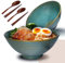 HAPLOVE Set of 2 Ceramic Ramen Bowls with Chopsticks and Spoons, 1000ml Large Capacity, Ideal for Ramen, Noodles, Soups, Pasta, Microwave and Dishwasher Safe, Japanese Style