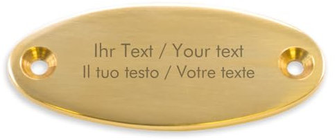 Letrero pequeño de latón con grabado personalizado – 62 x 22 mm, ovalado, placa para puerta, placa para nombre, placa de timbre de latón con texto propio