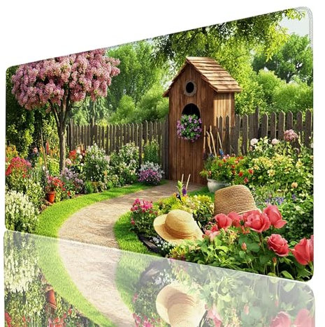 Alfombrilla Ratón xxl 140x60x0.3cm Planta Alfombrilla Escritorio Grande, Mousepad Jardín con Bordes Cosidos, Desk Pad Impermeable y Antideslizante para Oficio Mesa Gaming Protector Escritorio GYL-2820