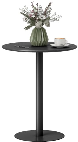 HOMCOM Mesa de Comedor Redonda para 2 Personas de Acero Ø60x72 cm Negro | Mesa de Cocina, para Interior y Exterior
