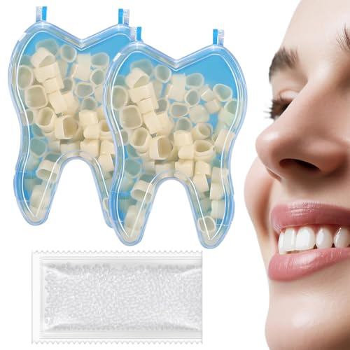 Teegxddy 100pcs Dente Finto Provvisorio Set,Per denti Anteriori,Molari,Con 20g Cemento Dentale,Per Halloween Puntelli Cosplay Decorazioni