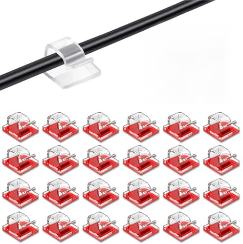 30 Fermacavi Trasparenti Autoadesivi, Clip Organizzatrici per la Gestione dei Cavi su Scrivania, Parete o Casa, Passacavi a Scomparsa, Kit per TV, PC, Luci a LED