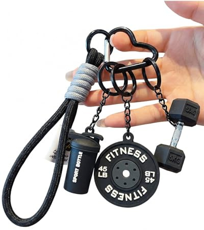 YAPKOLV Portachiavi Palestra Uomo Donna, Ciondolo Mini Manubrio Peso per Borsa, Chiave Auto, Accessorio Fitness Motivazionale Regalo Sportivo Duraturo