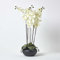 HOMESCAPES Large Oriental Style Cream Orchid with Silk Flowers in Black Round Planter Pot 79 cm tall - Artificial Flowers and Plants for Indoor Decoration