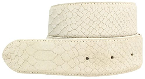 Brazil Lederwaren Wechselgürtel mit Pythonprägung ohne Schnalle 4 cm | Druckknopf-Gürtel für Damen Herren 40mm Schlangen-Optik | Mist 85cm