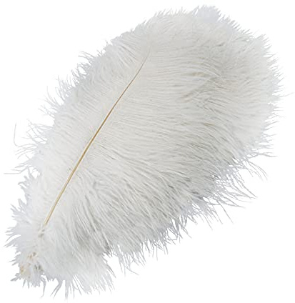 JFBUCF 20 st naturliga vita strutsfjädrar, 40–45 cm gör-det-själv hantverksfjäder för bröllop bordsuppsatser, blomsterarrangemang jul nyårsdekoration