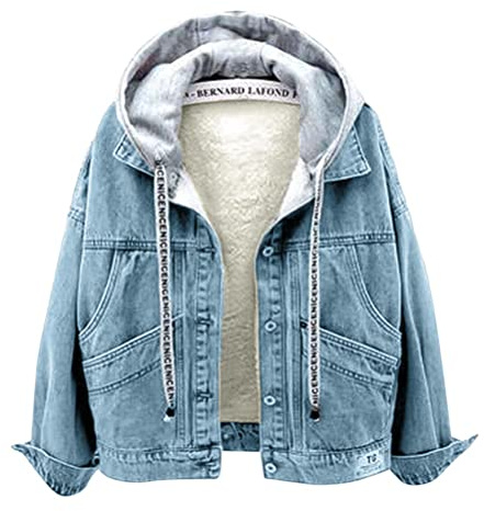 Osheoiso Donna Jacket Corduroy Giacca in Denim Addensato Piumino Caldo Autunnale e Invernale Elegante Tinta Unita Larga Donna Cappotto A Blu M