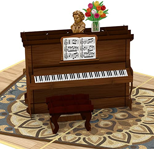 papercrush® Pop Up Card Piano - 3D Fathers day card, Birthday Card for Piano Player, Greeting Card for Music Teacher or Piano Students, Special Voucher for Piano Lessons for Children (Son & Daughter)