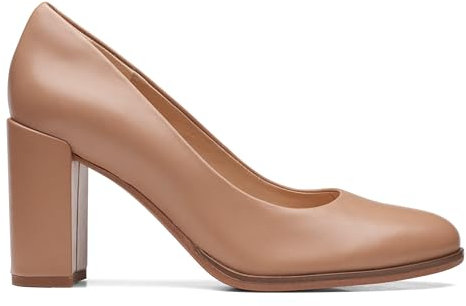 Clarks Women's Freva85 Court Pump, Praline Leather, 6.5 UK