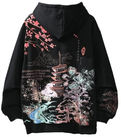 SHINsuke Män Kvinnor Japansk Anime Hoodie Y2K Harajuku Sakura Sweatshirt Koreansk Långärmad Fleece Pullover Toppar Kläder