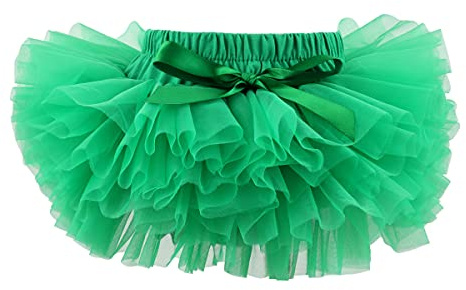 HOOLCHEAN Infant Toddler Baby Girls Super Soft Fluffy Tutu Skirt with Diaper Cover Bloomer Green, 2-3T