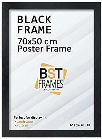 BstFrames 50x70cm Picture Frame Black with Clear Perspex Front and Wall Mounting - Photo Frame - Jigsaw Puzzle Frame