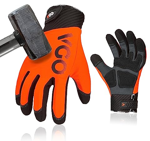 Vgo... Safety Work Gloves Anti Impact Touchscreen,Mechanics Gloves,Impact Gloves,Anti-Vibration Gloves,Oild and Gas digging Gloves,Heavy Duty(SL9793IP,Orange,XL,1Pair)
