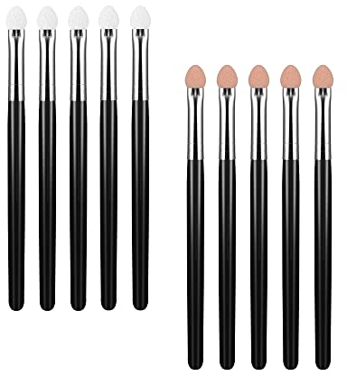 Lidschatten Pinsel, 10 Stück Schwamm Augen Make up Pinsel, Doppelseitig Augenpinsel Pinselset Lidschatten Applikator für Frauen und Mädchen (Schwarz)