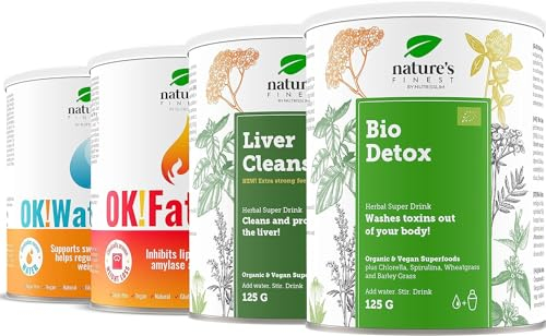 Nature's Finest OK!FatBurn + OK!WaterOut + Liver + Detox | Transforme su cuerpo | Impulsar la quema de grasa | Eliminar la retención de agua | Apoyar la salud del hígado y desintoxicar