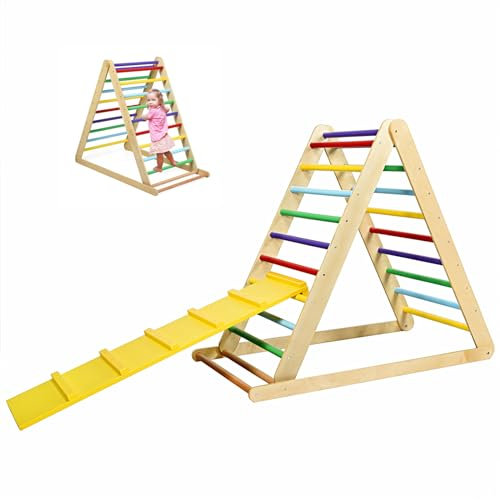 GOPLUS Triangle d’Escalade Enfants avec Toboggan pour Grimper et Glisser, Utilisation Jardin d'enfant ou à la Maison,50 KG pour Enfants 3Ans+