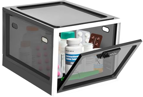 Lockable Storage Box, Large Medicine Storage Box with Lock, Medication Lockable Container, Safe Locking Storage Bin Organiser for Fridge Food, Snacks, Electronics, Phone, Tablet Jail, Home Safety