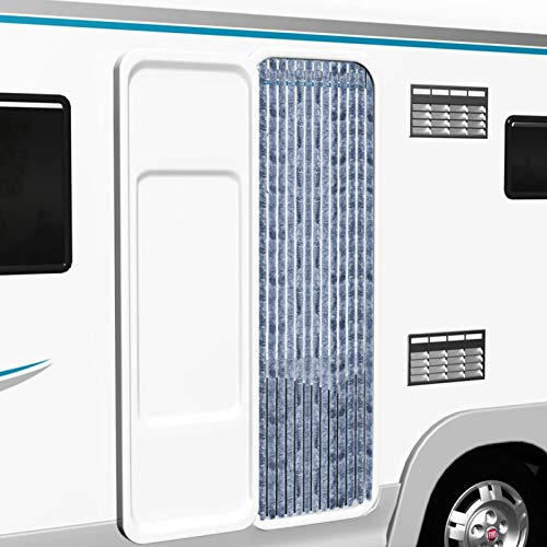 Ailgely Flauschvorhang Chenille 56 x 200 cm, Türvorhang aus Chenille Fliegenschutz Insektenschutz Camping Insektenschutz für Camping Wohnwagen Silber