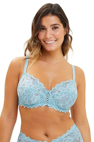 sans Complexe - Arum - Soutien-Gorge Emboitant en Dentelle avec Armatures - Classique - Uni - Femme - 100C - Bleu Sterling