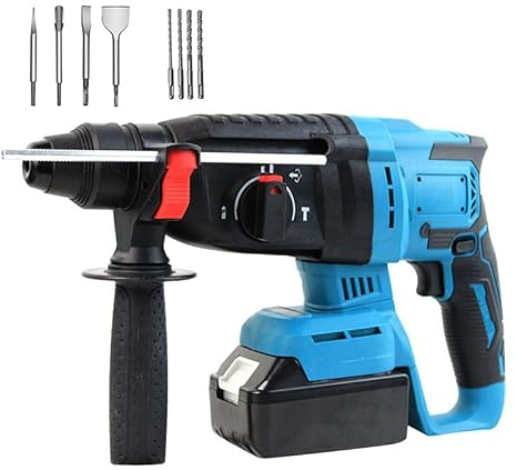 Cordless Brushless SDS Plus Hammer Drill Compatible with Makita 18V Battery (No Battery), 3.1J Impact Energy, 4 Functions, with Drill Depth Stop, 4 Chisels and 4 Drills