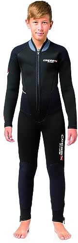 CRESSI Endurance Kids Monopiece Wetsuit 3mm M (age 12/14) - Junior One Piece Wetsuit without Hood, Sternal Zip, 3mm Neoprene Black, M (age 12/14)