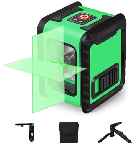 Mulcort Cross Laser Level 4° Self-Leveling and Manual Mode,IP54 Waterproof,Two Brightness Levels,High Precision Green Light Cross Two-Line Level Kit with Magnetic Bracket + Mini Tripod + Cloth Bag