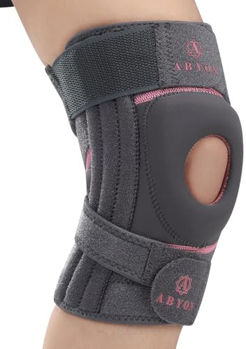 ABYON ELITE Ginocchiera Uomo Donna con sistema a 4 cinghie regolabili antiscivolo e stabilizzatori laterali, tutore ginocchio per dolore, artrite, LCA, menisco, ginocchio del corridore, camminata