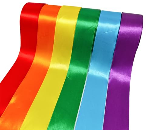 Ruban de satin 6 couleurs 4 cm x 22 m, résistant aux intempéries, arc-en-ciel, cadeau