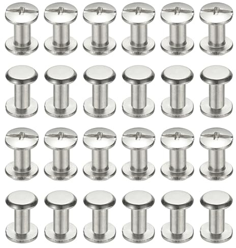 PATIKIL 24 Sets Chicago Screws, 3x6mm(DxH) Chicago Screws Phillips Binding Post Screw Bolts Leather Rivets 304 Stainless Steel Fasteners for Leather Belt Scrapbook Photo Albums, Silver
