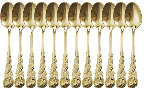 GRÄWE Juego de 12 cucharas de café espresso, color dorado