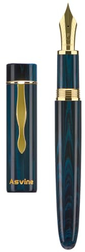 Asvine C2000 Germany Cumberland Ebonite #8 Füllhalter mit extrafeiner Spitze, großer handgefertigter Stift mit Konverterbox, Farbe Blau