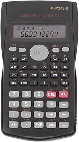 KK-82MS-D Calcolatrice Scientifica Portatile con 240 Funzioni Ingegneristiche, Display a Doppia Linea, Materiale Scolastico per Studenti, Insegnanti e Professionisti, Ufficio/Uso Domestico (Nero)