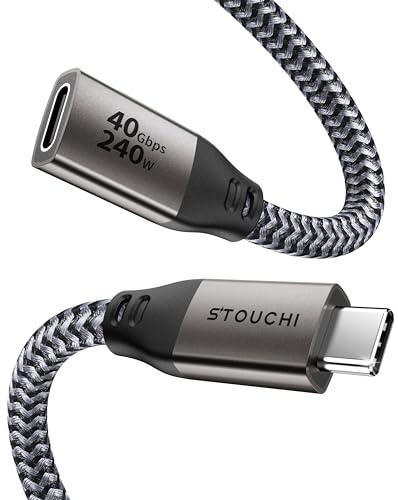 Stouchi 40Gbps USB C Extension Cable 5FT (1.5M) - 240W Charging & 8K@60Hz - Solves Short Cable Reach for Thunderbolt Docks, Desk Organization, and Port Accessibility Compatible for MacBook, iPhone 17