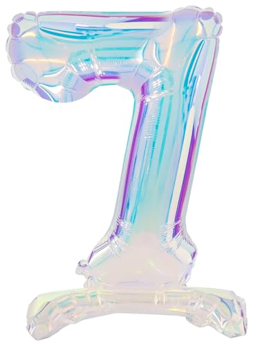 Folat 62952 Ballon Numéro 7 irisé en aluminium 72 cm - Sans hélium - Chiffres Décorations de fête pour anniversaire, baby shower, mariage, anniversaire de mariage