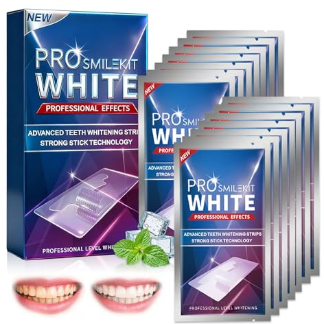 14 paia Strisce Sbiancanti Denti, Sbiancante denti professionale, Kit sbiancamento denti, Rimuovere Rapidamente le Macchie, con sapore di menta, Ideali per Sorriso Bianco e Luminoso
