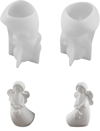 Stampo in silicone a forma di angelo di Natale, stampi in silicone per colata a forma di angelo, 3D, in silicone, per colata, stampi in resina epossidica, stampi per candele in silicone per versare (S