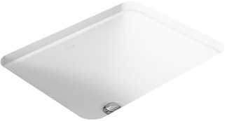 KOHLER 20000-0 Caxton Rectangle Undermount Bathroom Sink, Bathroom Vanity Sink with Overflow Drain, 20-1/4 L x 15-11/16 W, White