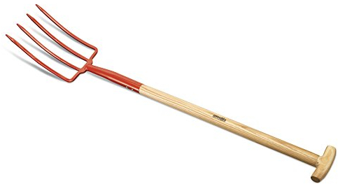 AUSONIA - 80650 TENEDOR HORCA HORQUILLAS DE 4 DIENTES DE ACERO PINTADO CON MANGO DE MADERA DE 29 X 18 Y LONGITUD DE 110 CM