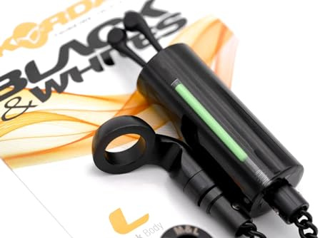 Korda Black & White Bobbin Black (L), Classic Design, Large Size, Durable Material, Choice of Colores, Two Chain Lengths, Additional Weights, Adjustable Line Clip, Four Sizes Available