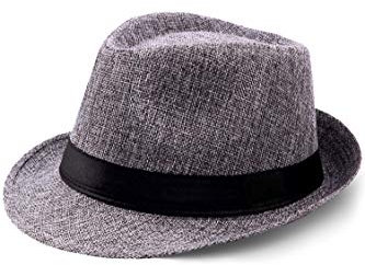 BABEYOND Straw Trilby Fedora Hat for Men-1920s Felt Panama Hat Short Brim Summer Cap with Ribbon