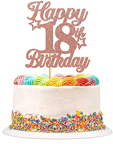 Blumomon 3 Pack Rose Gold 18th Birthday Cake Topper