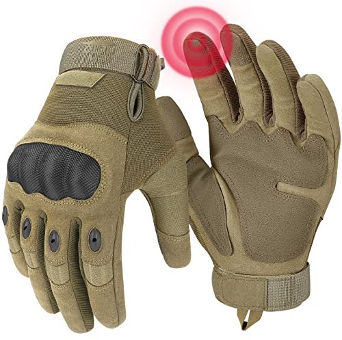 KEMIMOTO Full Finger Outdoor Gloves for Men, Motorcycle Cycling Gloves with Touchscreen for Work Sports Motorcycle Cycling Camping hiking