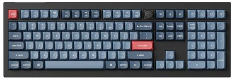 Keychron V6 Max Tastiera meccanica Wirless personalizzata Fullsize, 2,4 GHz/Bluetooth/cablata con retroilluminazione RGB a 3 modalità QMK/VIA, macro programmabile, tasti in PBT con interruttore rosso